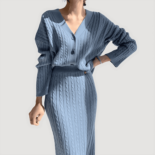 Donna - Set di maglieria - Gonna midi e cardigan