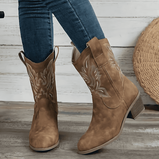 Donna - Stivali da cowboy in pelle vegana - Cuciture occidentali