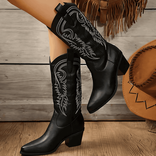 Donna - Stivali da cowboy moderni - Stile con tacco a blocco
