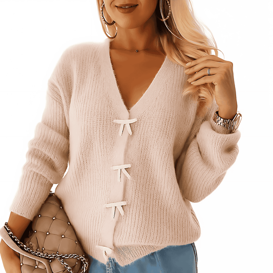 Donna - Top in maglia con scollo a V - vestibilità rilassata