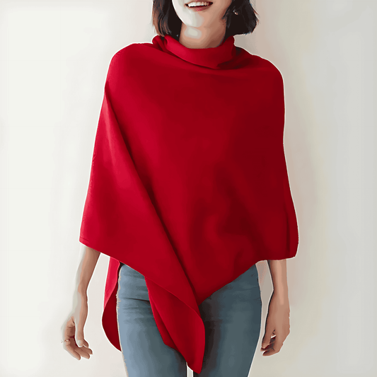 Donna - Top poncho - Miscela di lana - Scollo a cappuccio