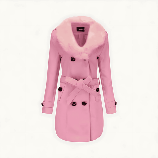 Donna - Trench doppiopetto con pelliccia sintetica