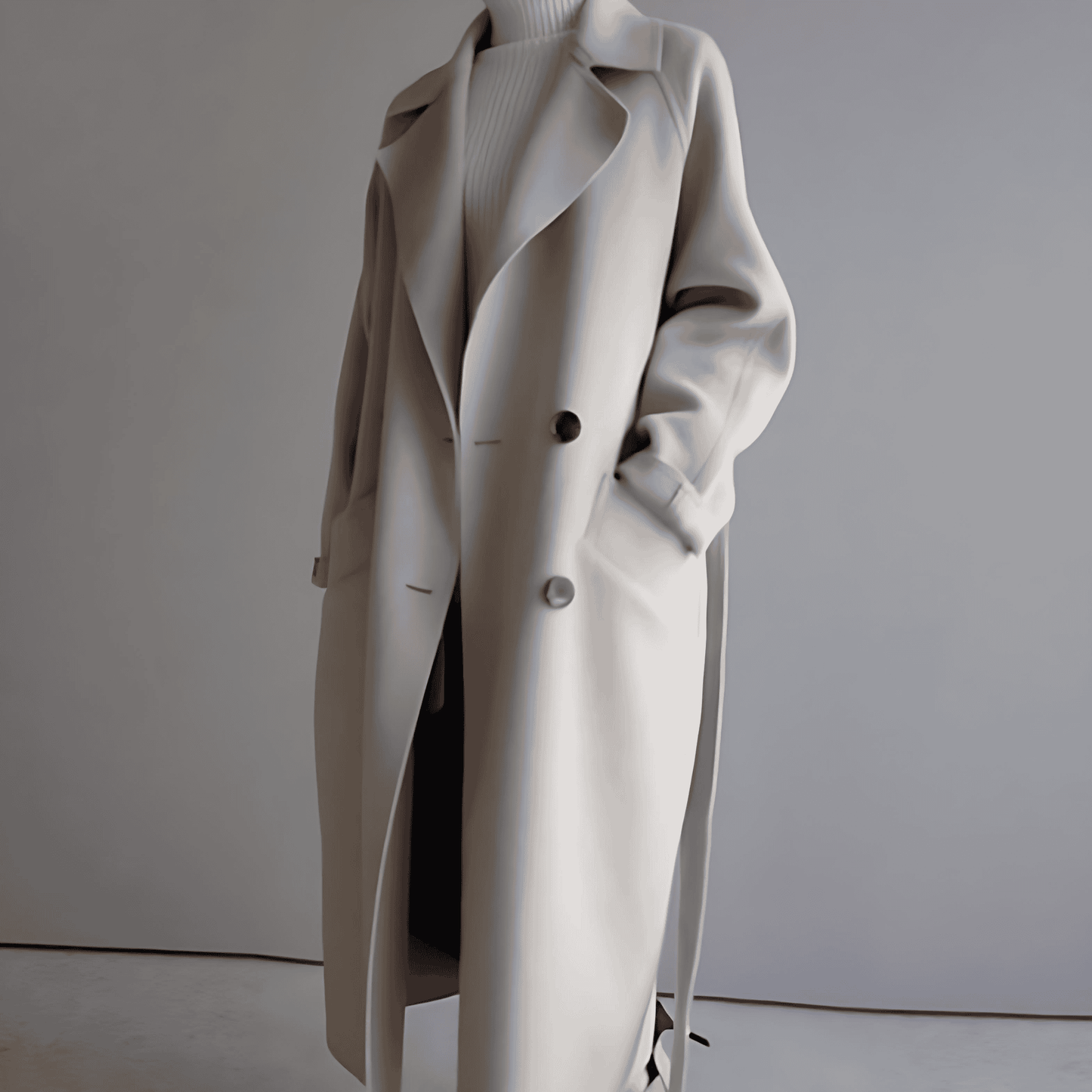 Donna - Trench invernale lungo con cintura in vita