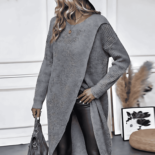 Donna - Vestito a maglione - Solido con orlo irregolare