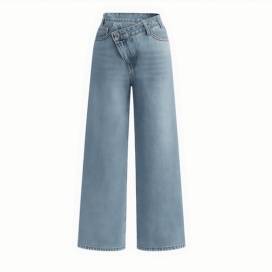 Donna - Jeans asimmetrici a vita larga - Stile alla moda