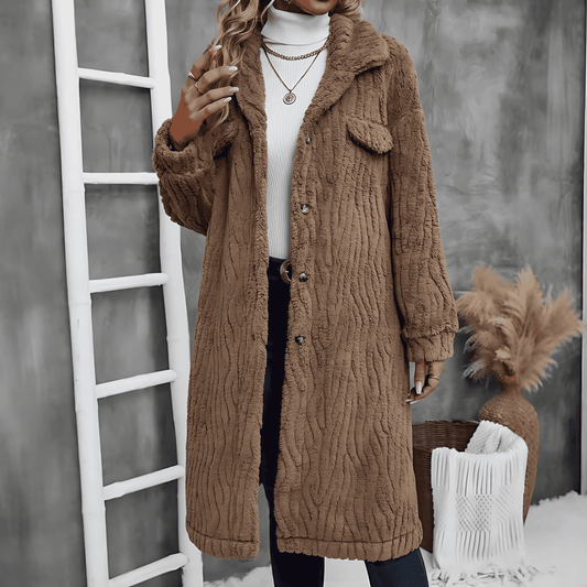 Donne - Cappotto in pelliccia sintetica - stile midi fuori misura