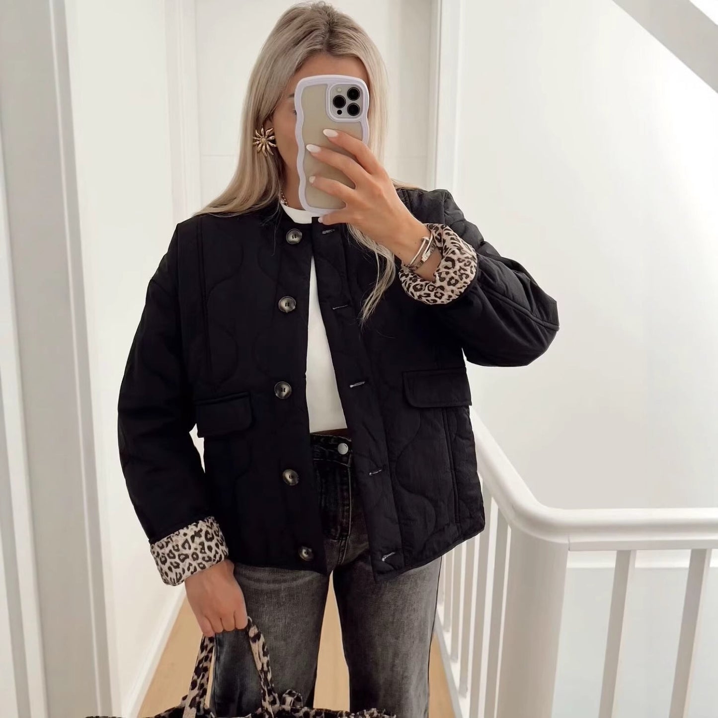 Donna - Giacca casual oversize - Design trapuntato