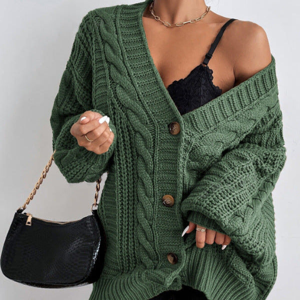 Donna - Cardigan in maglia a cavi - Maglieria accogliente