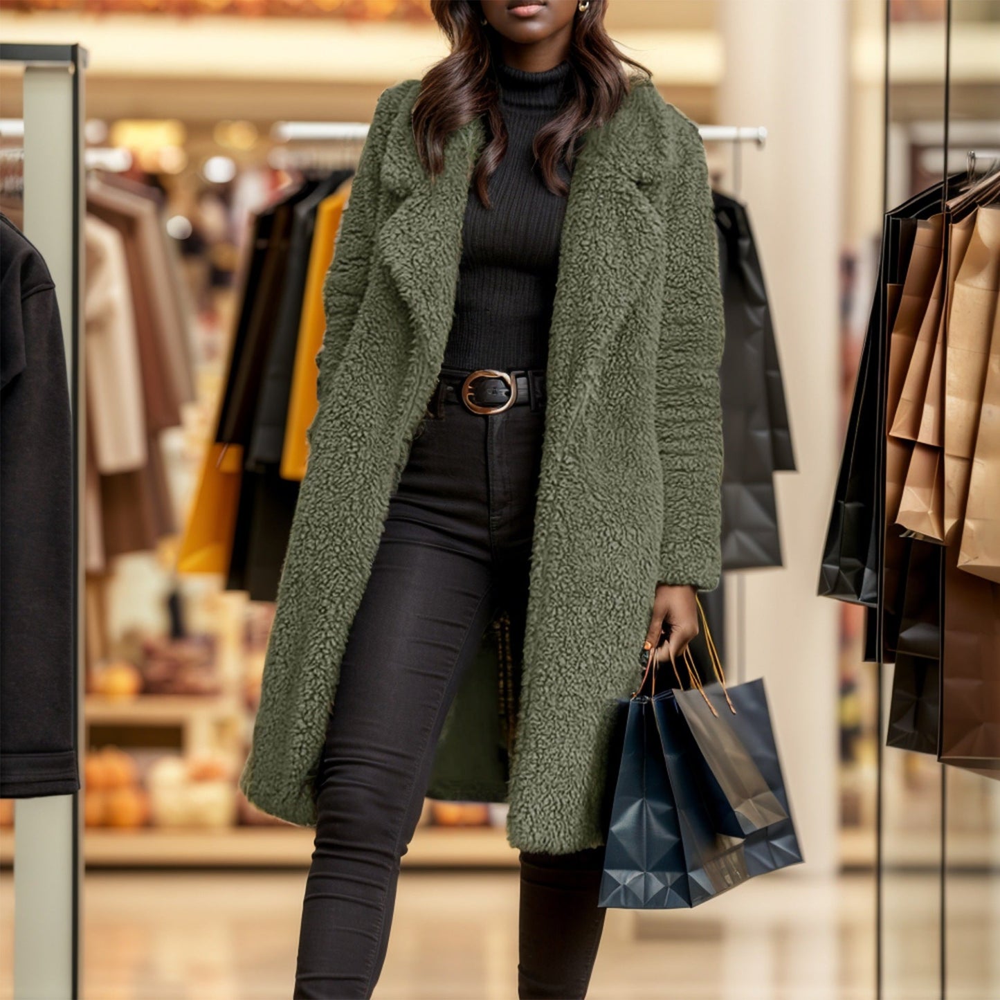Donna - Cappottino oversize con collo foderato