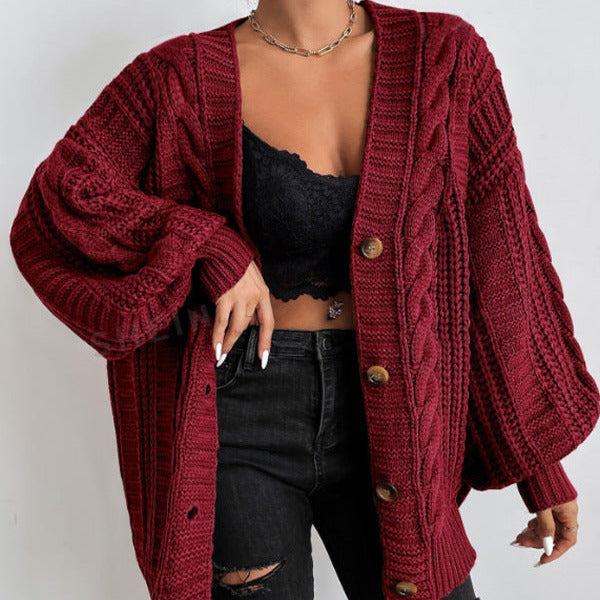 Donna - Cardigan in maglia a cavi - Maglieria accogliente