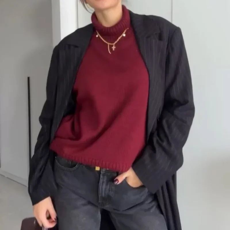 Donna - Maglia oversize a collo alto - Stile accogliente
