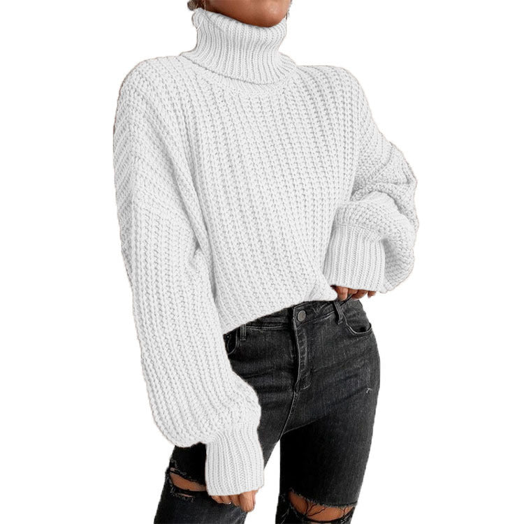 Donna - Maglia con collo alto e grosso - Stile casual