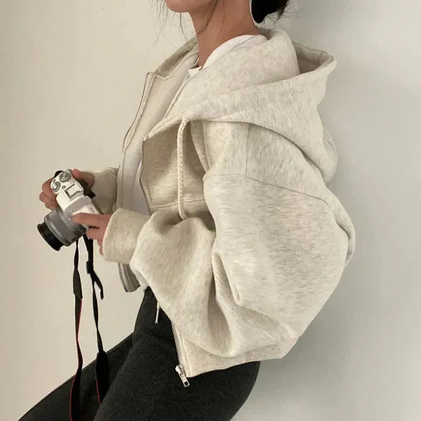 Donna - Felpa con cappuccio in pile oversize - Zip Up
