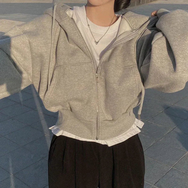 Donna - Felpa con cappuccio in pile oversize - Zip Up