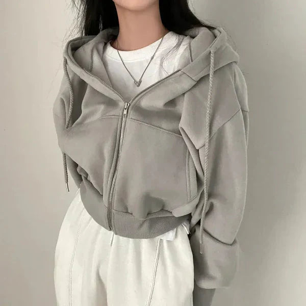 Donna - Felpa con cappuccio in pile oversize - Zip Up