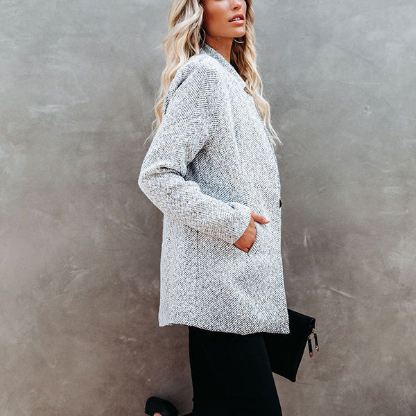 Donna - Cappotto lungo grigio chiaro - Stile casual