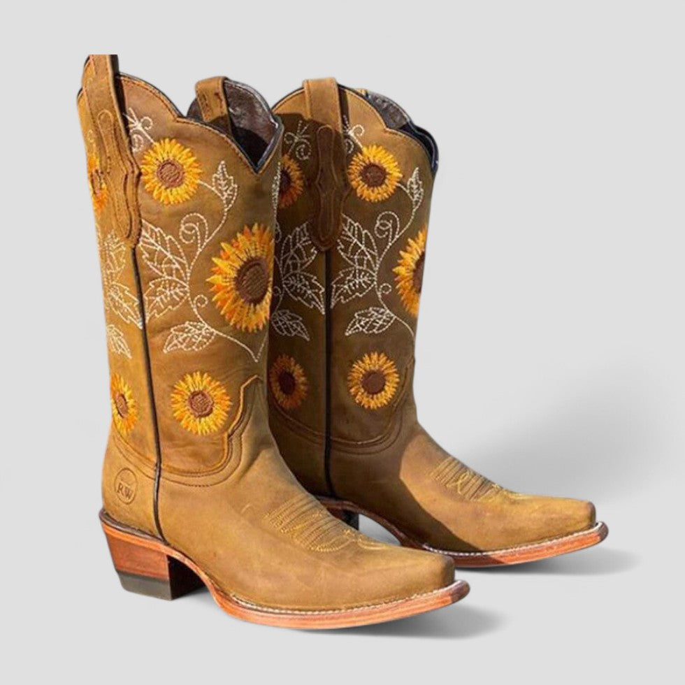 Donna - Stivali da cowboy - Ricamo floreale
