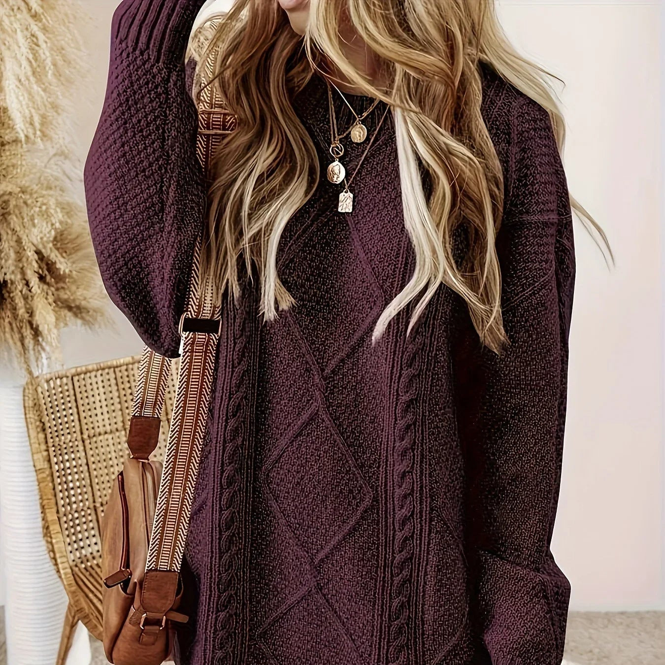 Donna - Vestito in maglia a cavi - Oversize