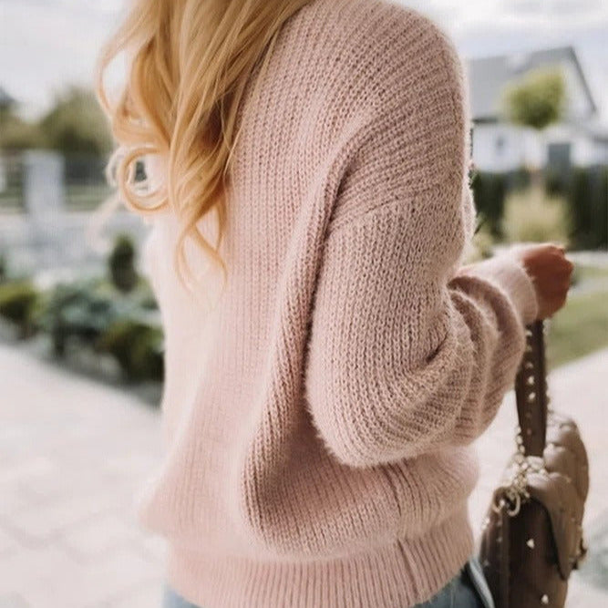 Donna - Top in maglia con scollo a V - vestibilità rilassata